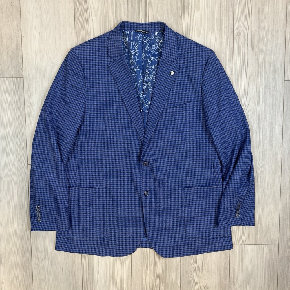 Nautica Mens Jensen Modern-Fit Check Stretch Blazer Navy/Marine, 48L